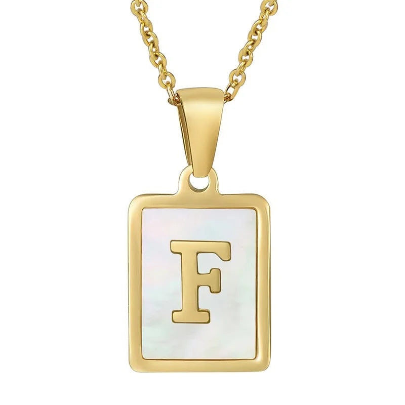 Pearl Shell Initial Letter 26 Alphabet Minimalist Pendant Trendy Gold Women Necklace Jewelry Gifts