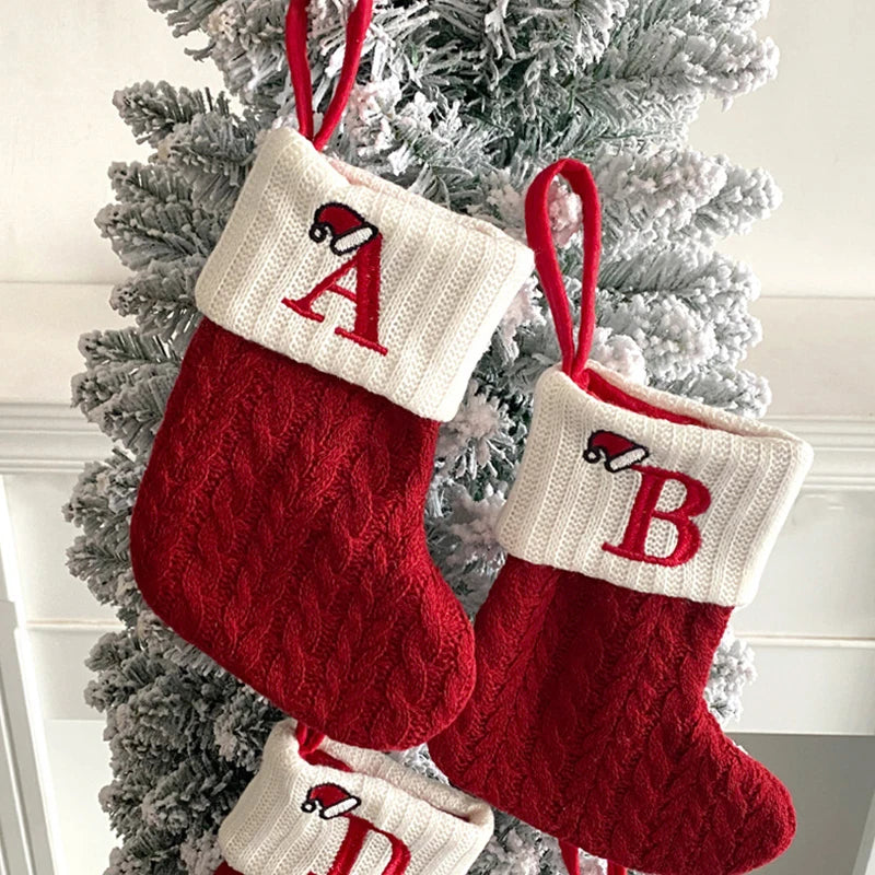 Christmas Decoration Letters Snowflake Xmas Tree Pendant Ornament Knitting Sock Home Decor Fall Gift