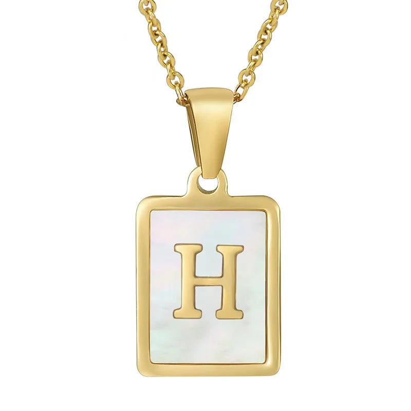 Pearl Shell Initial Letter 26 Alphabet Minimalist Pendant Trendy Gold Women Necklace Jewelry Gifts