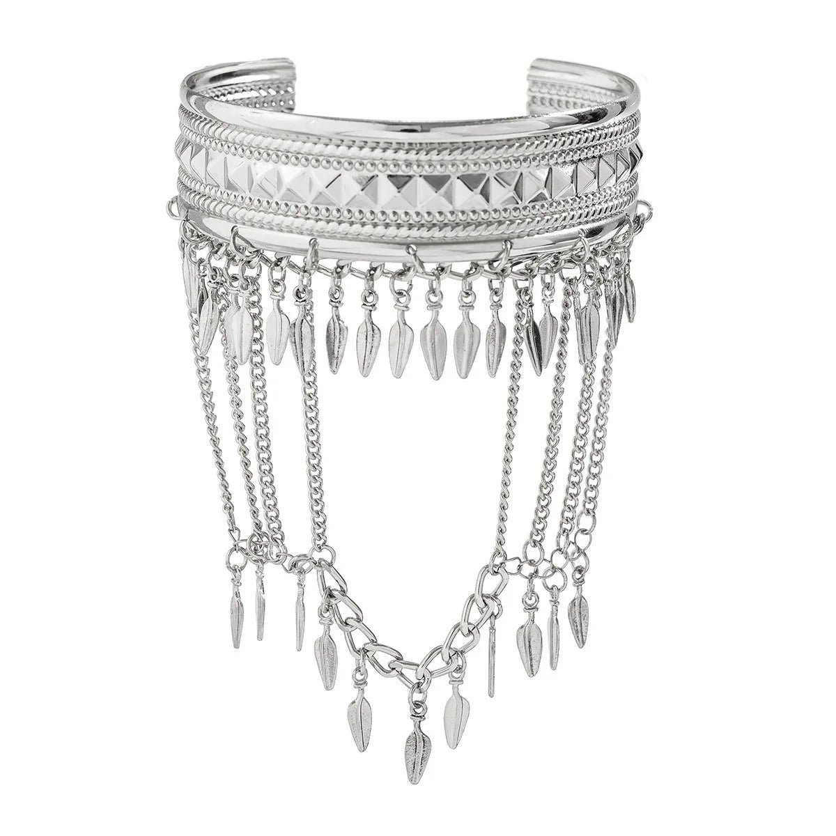 Trendy Metal Coin Leaf Chain Tassel Gold Silver Women Upper Arm Bangle Cuff Bracelet Armlet Armband