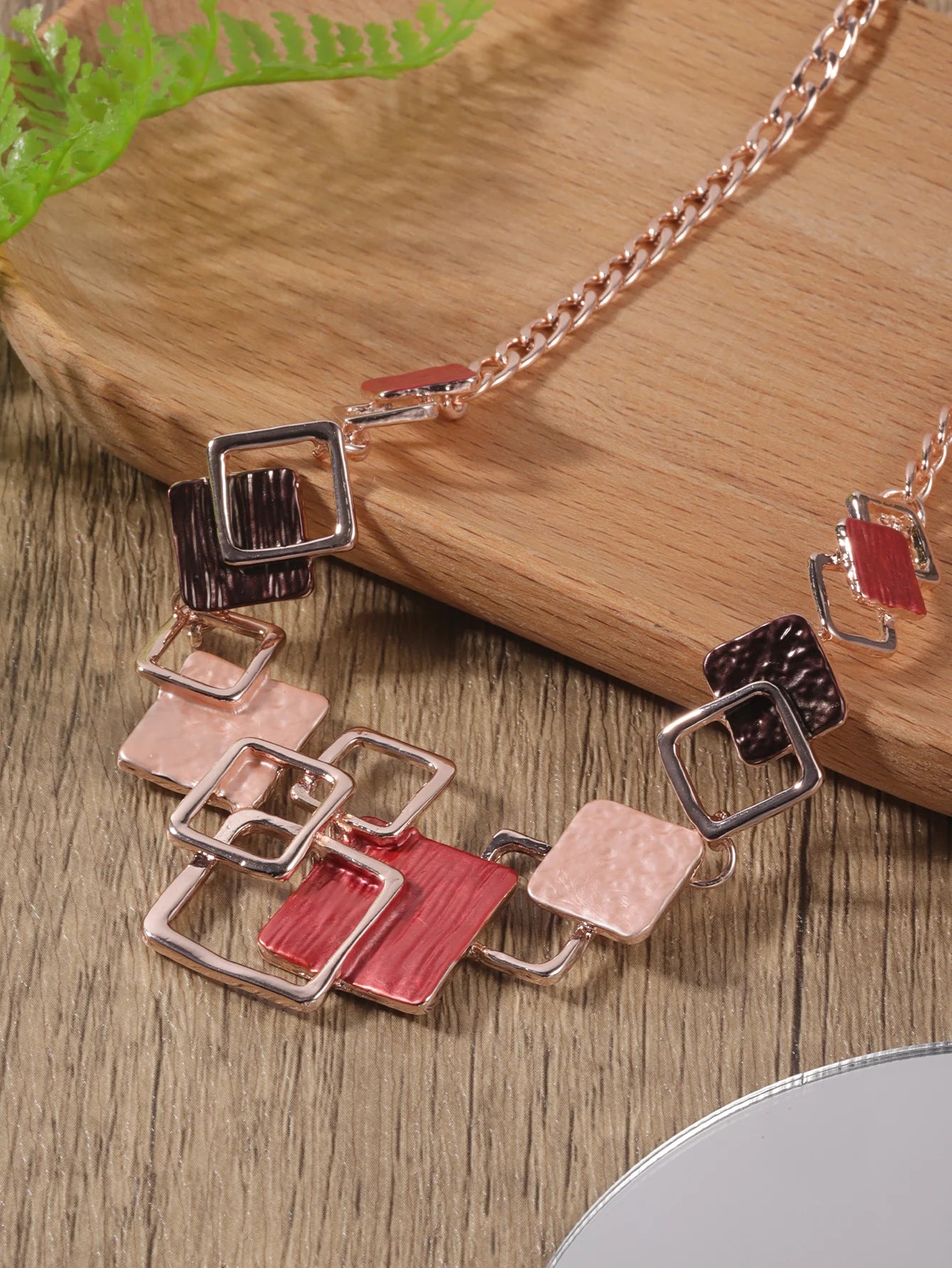 Fashion Simple Drip Oil Geometric Trendy Daily Party Necklace Earrings Gold Silver Women Jewelry Set