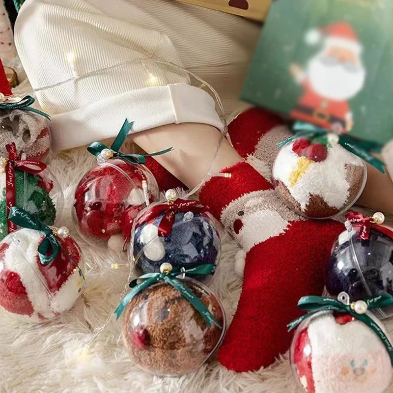 Christmas Cute Decorative Pendant Coral Velvet Cartoon Sleep Packaging Ball Fall Socks Xmas Gift