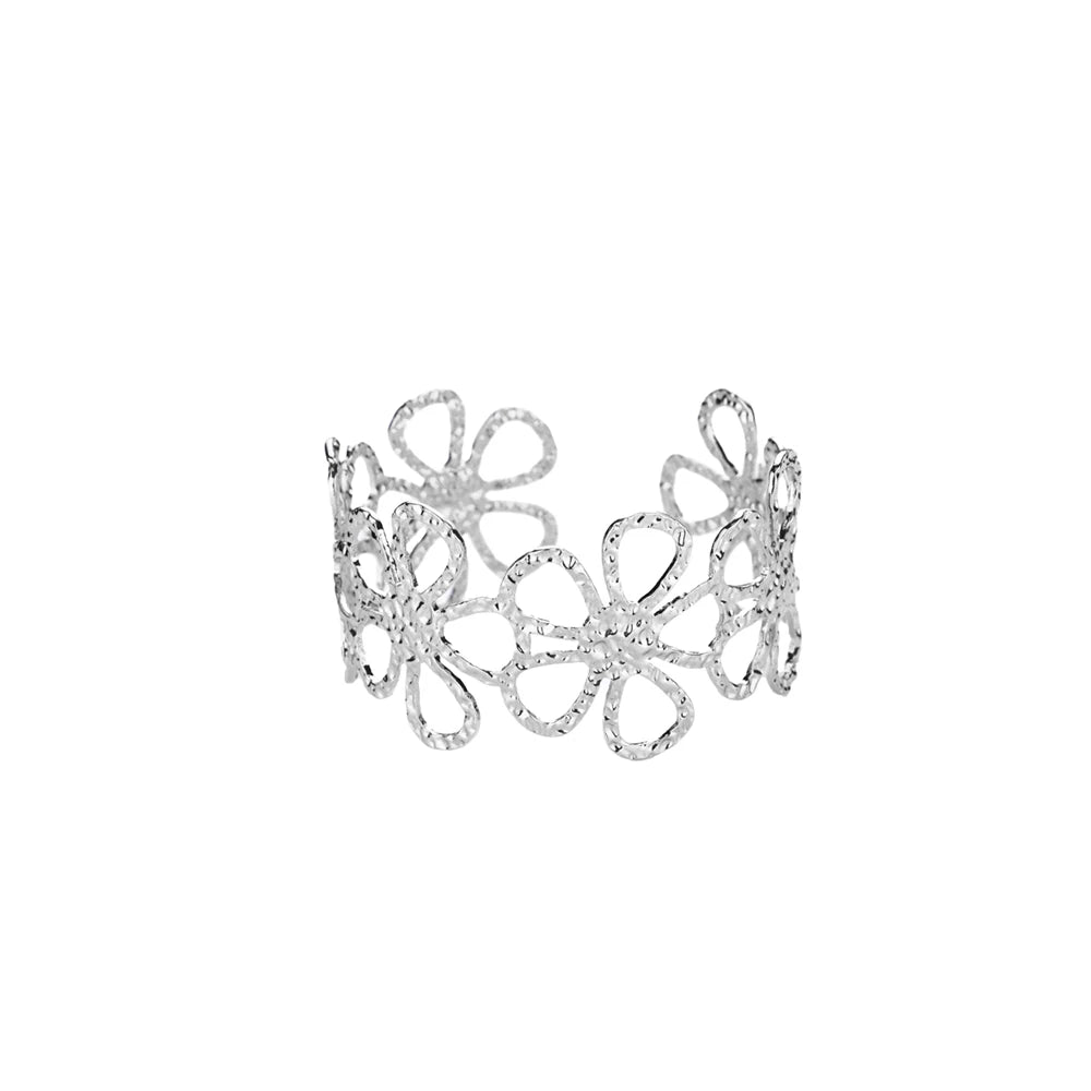 Vintage Trendy Flowers Fashion Gold Silver Open Cuff Arm Women Bracelets Bangle Jewelry Gift