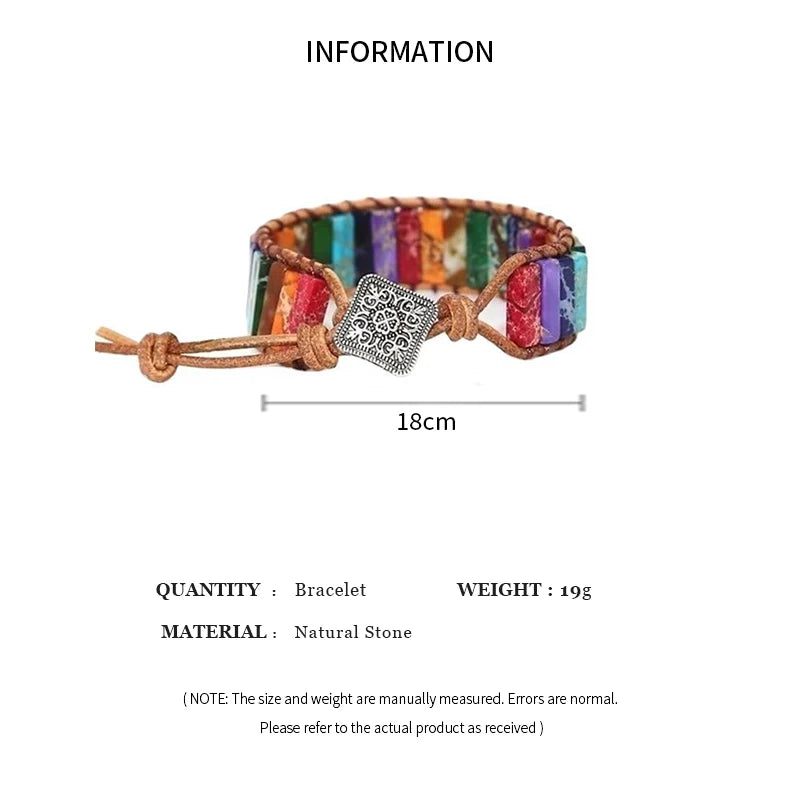 New Ethnic Multicolor Natural Gem Leather Tibetan Gypsy Bead Adjustable Bracelet Women Fall Jewelry