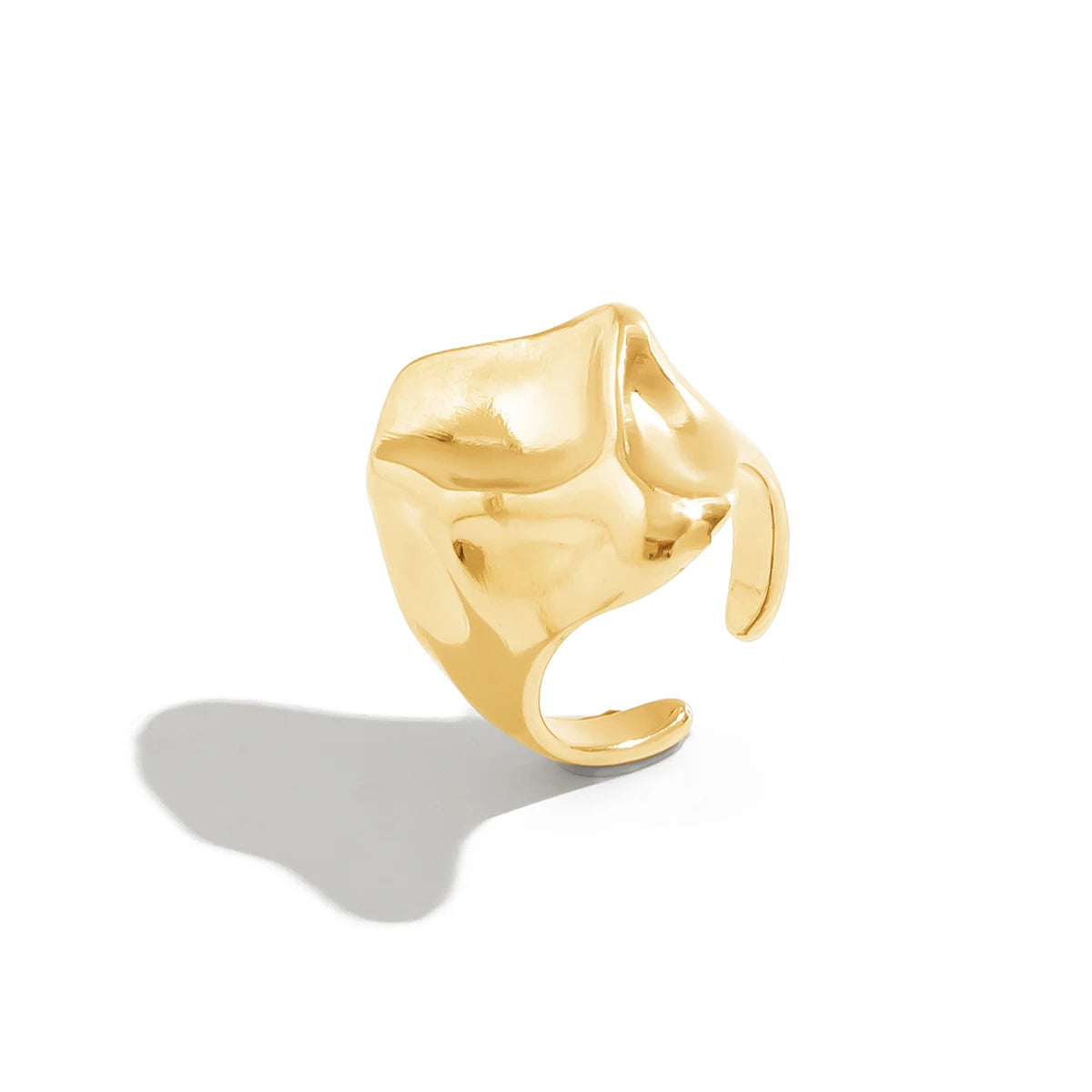 Gothic Irregular Chunky Thick Vintage Flower Shaped Opening Daily Aesthetic Gold Silver Women Rings