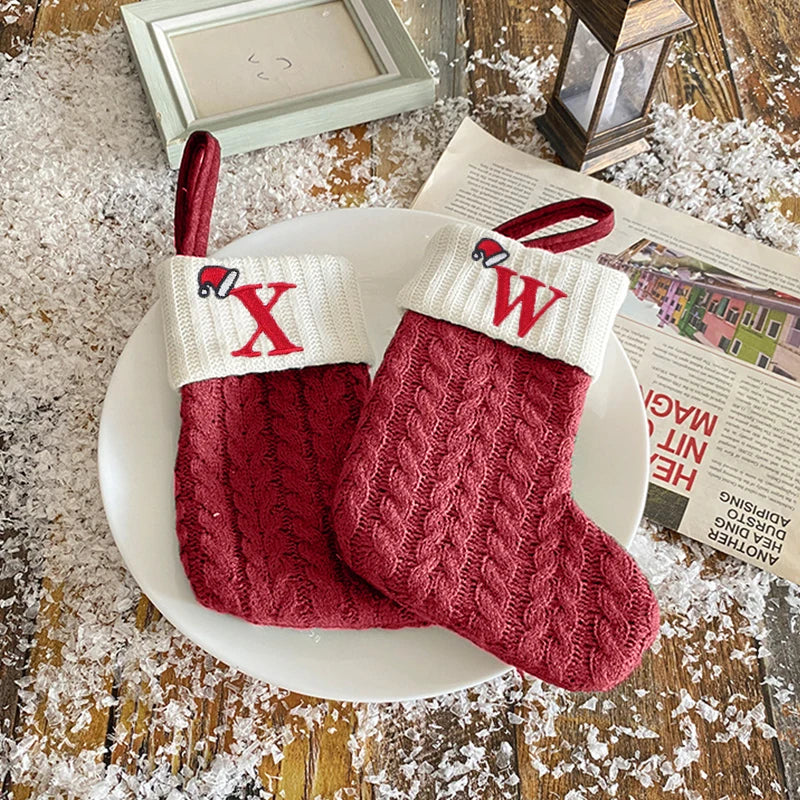 Christmas Decoration Letters Snowflake Xmas Tree Pendant Ornament Knitting Sock Home Decor Fall Gift