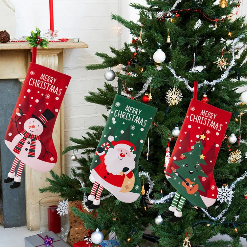 Christmas Tree Ornament Santa Snowman Elk Large Stocking Candy Gift Socks Xmas Party Decorations