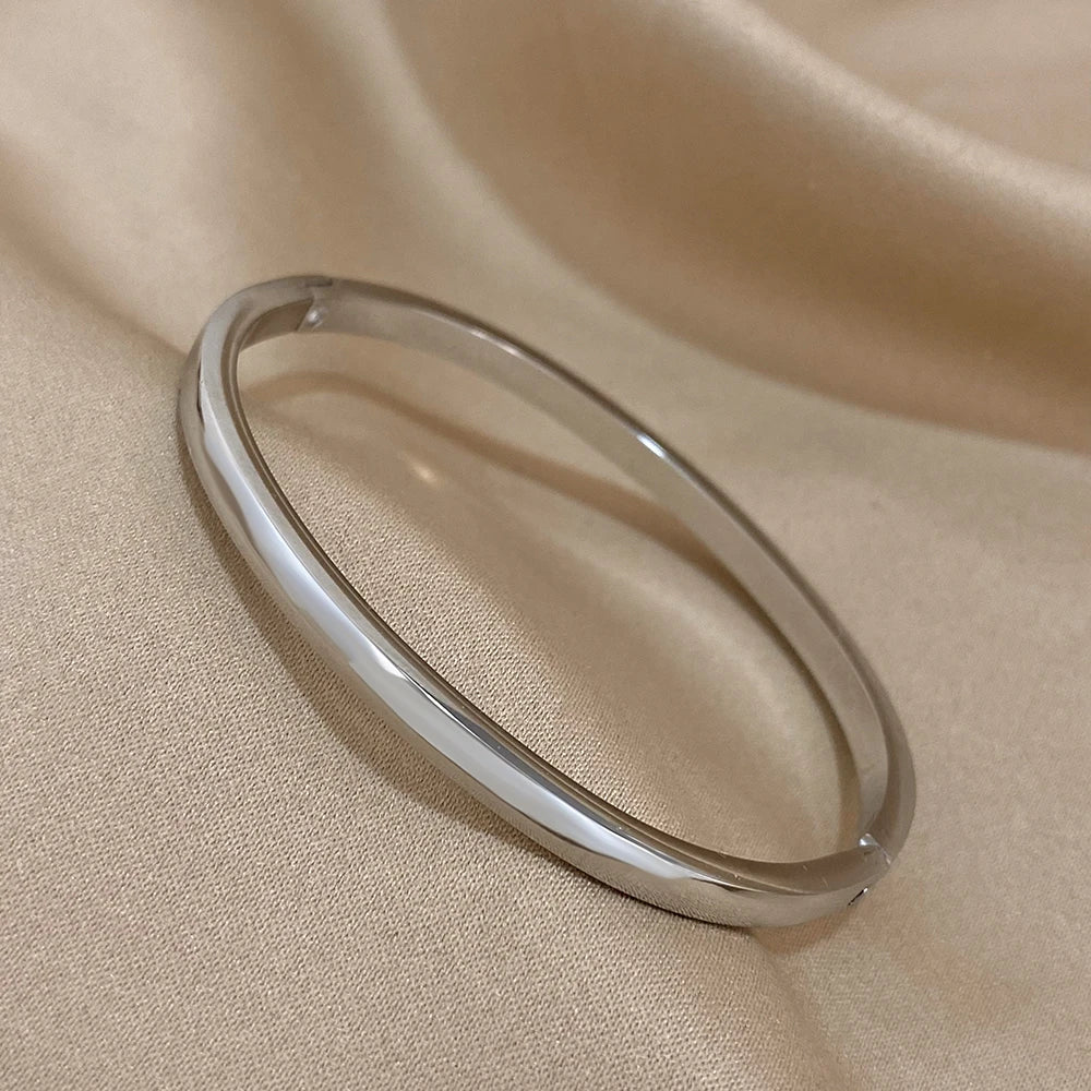 Simple Smooth Trendy Vintage Classic Fashion Stylish Gold Silver Women Bangle Bracelet Jewelry Gift