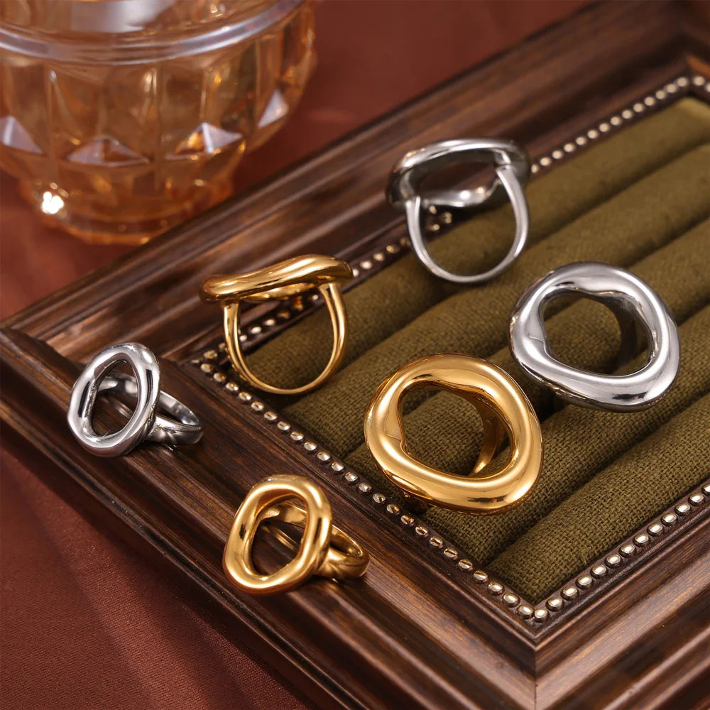 Popular Index Hip Hop Punk Cool Irregular Hyperbole Luxury Gold Silver Women Rings Jewelry Gift