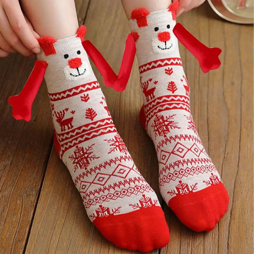 Creative Cartoon Cotton Fashion Funny Magnetic Couples Hand in Hand Socks Christmas Xmas Fall Gifts