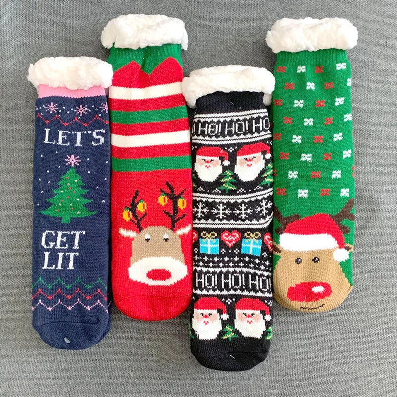 Women Fuzzy Sheep Christmas Soft Female Indoor Fall Warm Plush Silicone Non-slip Grip Sock Fall Gift