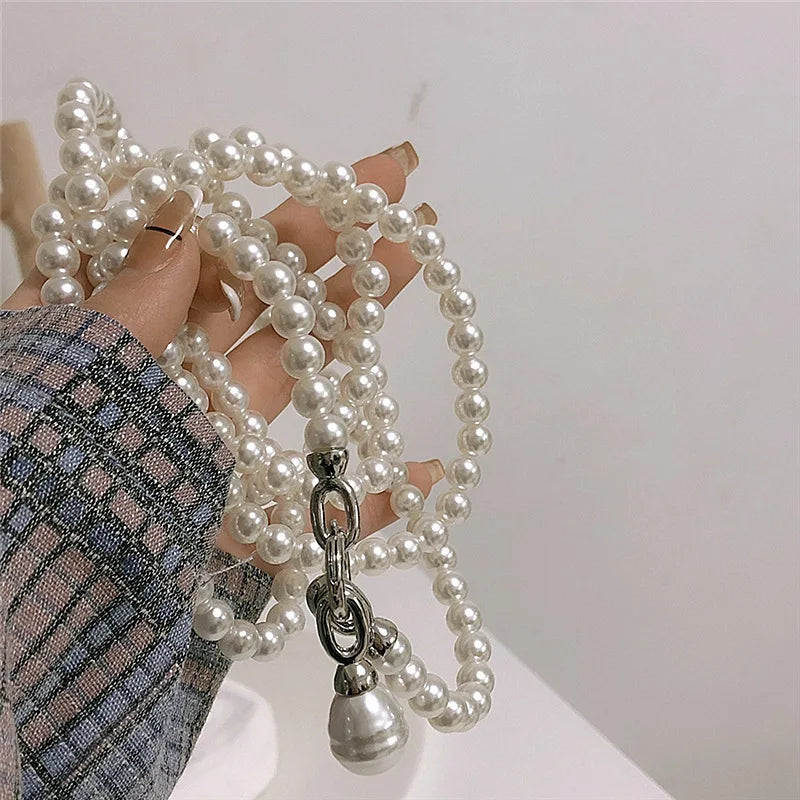 Statement Imitation Pearls Long Personality Chains Big Pendant Collares Women Necklace Jewelry Gifts