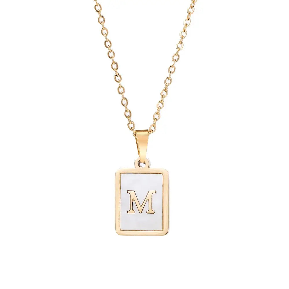 Pearl Shell Initial Letter 26 Alphabet Minimalist Pendant Trendy Gold Women Necklace Jewelry Gifts