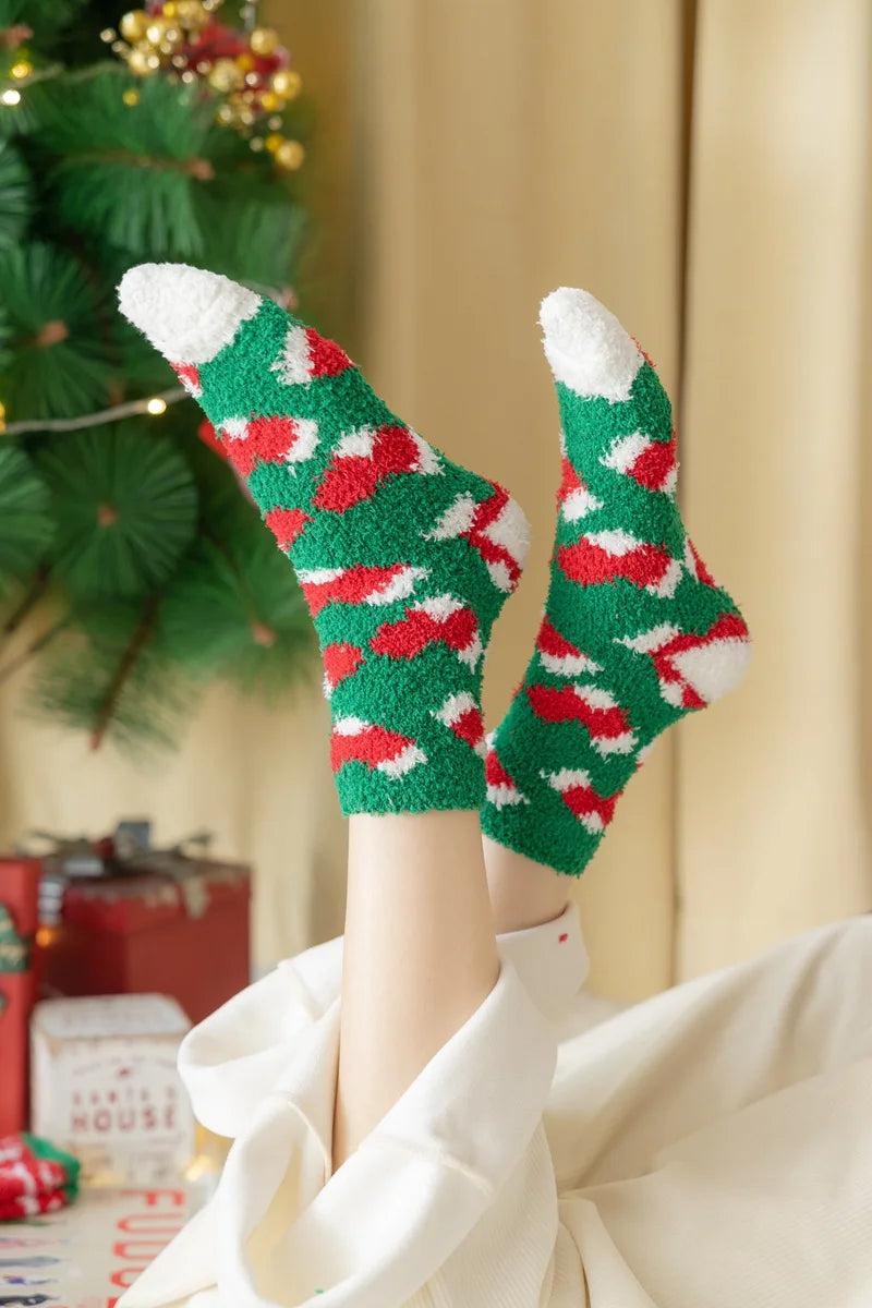 New Christmas coral fleece warm and thick winter socks snowman sleeping floor socks Fall Xmas Gift