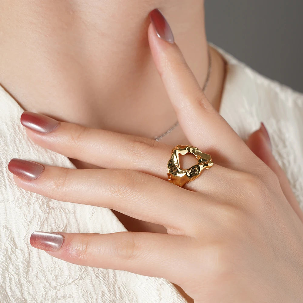 Gold Open Butterfly Bow Heart Twist Multi Layers Women Rings Valentine's Day Jewelry Gift