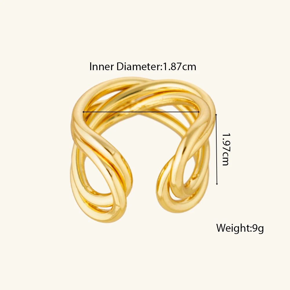 Gold Open Butterfly Bow Heart Twist Multi Layers Women Rings Valentine's Day Jewelry Gift