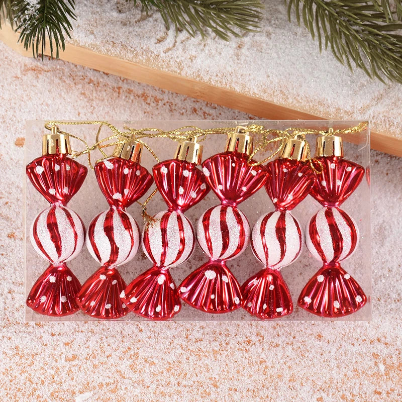 Christmas Lollipop Candy Cane Pendant Xmas Tree Hanging Ball Ornaments Home Decoration New Year Gift