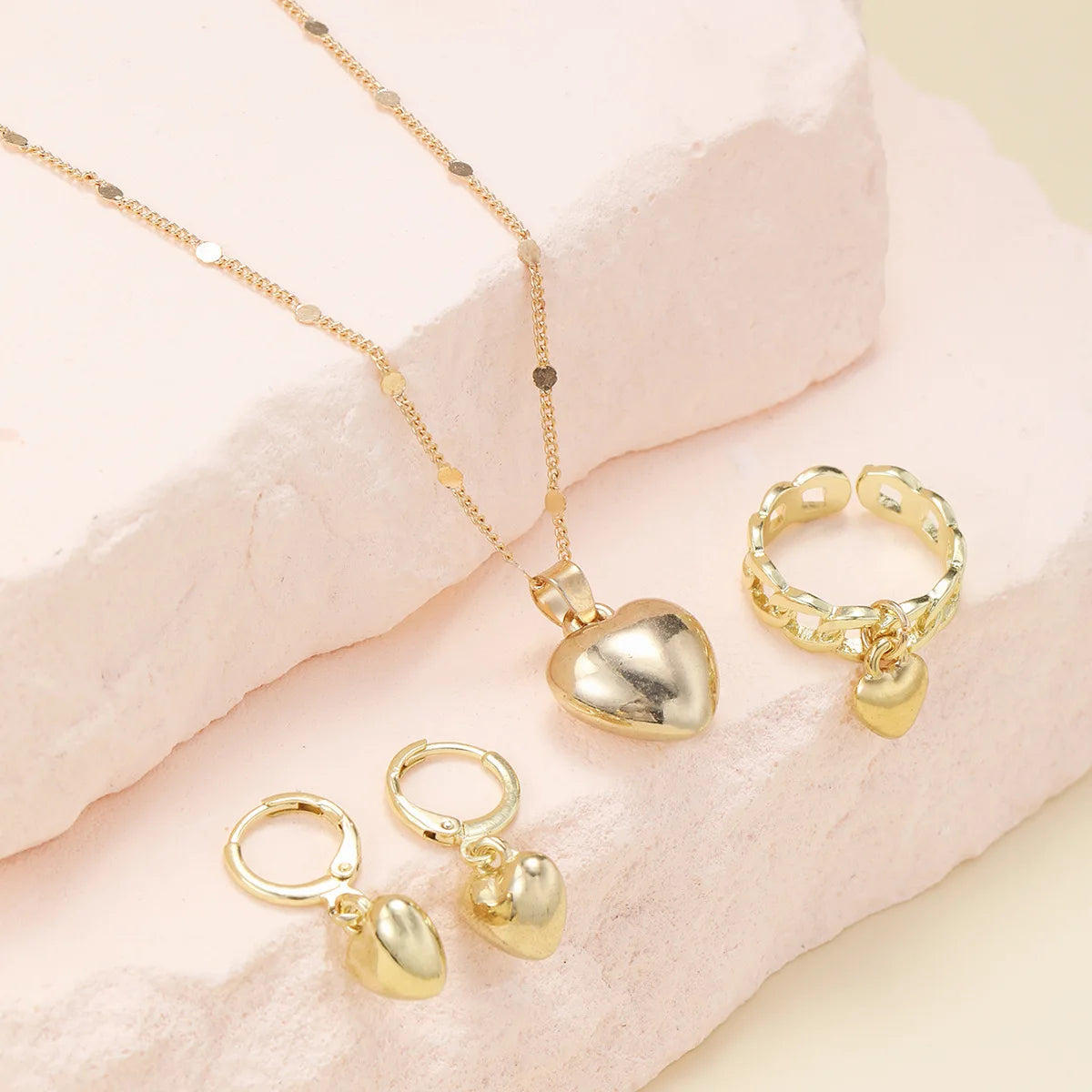 New Fashion Tulip Flower Niche Design Jewelry Sets Gold Silver Women Rings Necklace Earrings Sets