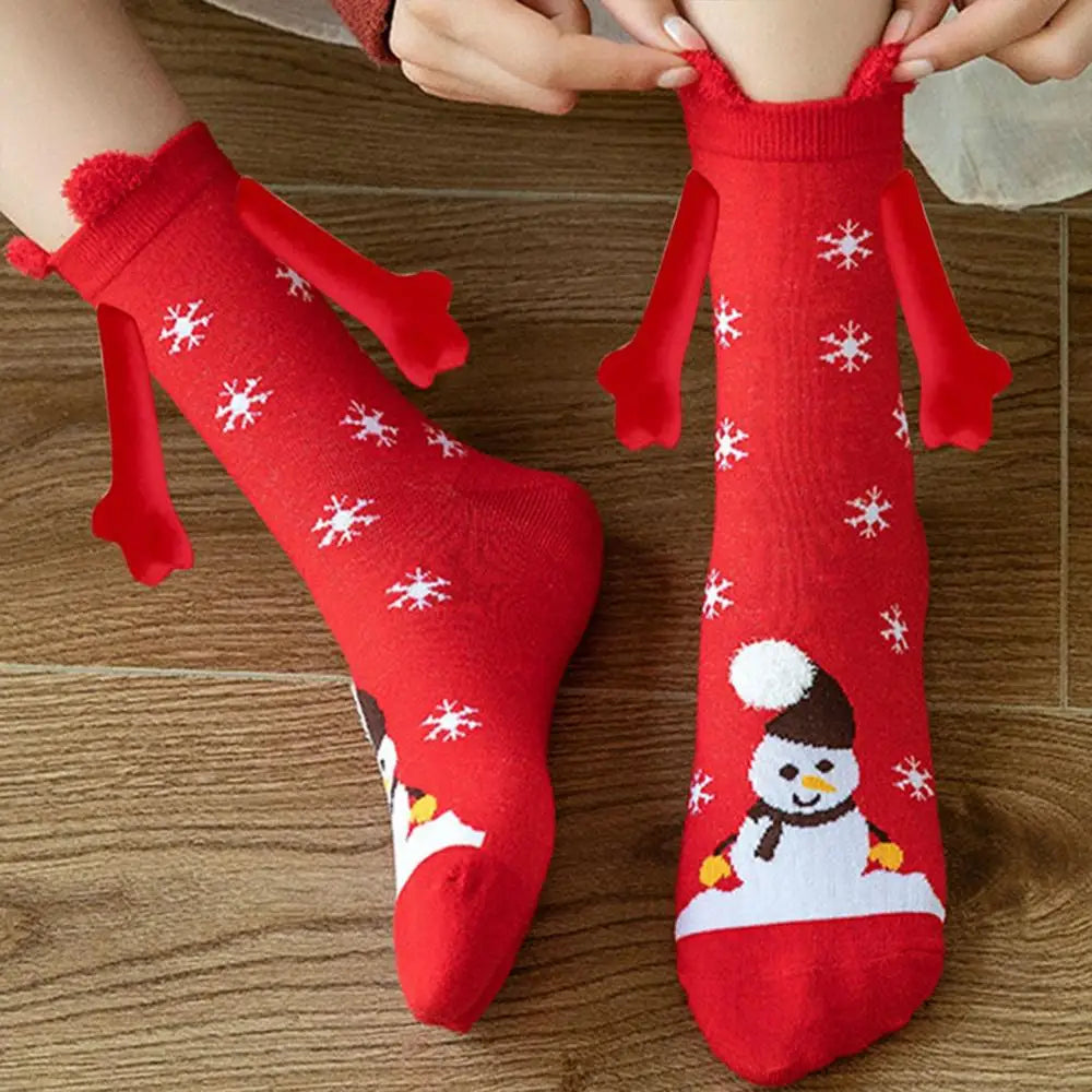 Creative Cartoon Cotton Fashion Funny Magnetic Couples Hand in Hand Socks Christmas Xmas Fall Gifts