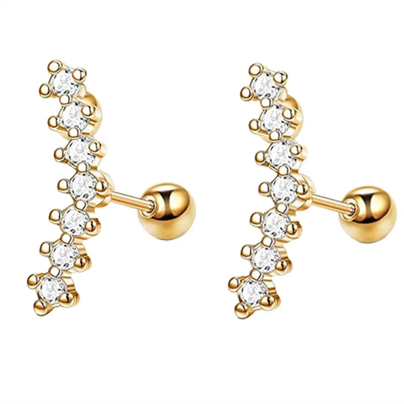 Little Hoop Tiny Crystal Zirconia Pendant Cartilage Piercing Gold Silver Women Earrings Jewelry Gift