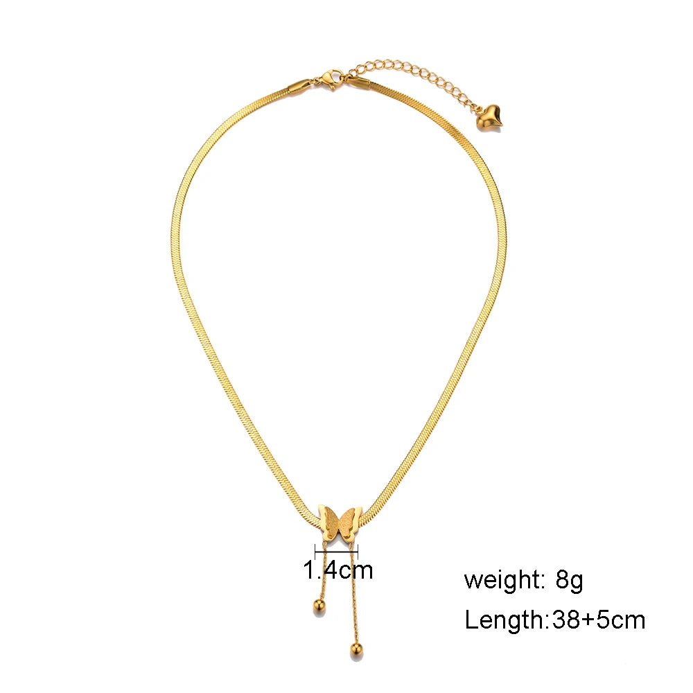 Multilayer Vintage Butterfly Blade Snake Chain Charms Tassel Gold Women Necklace Choker Jewelry Gift
