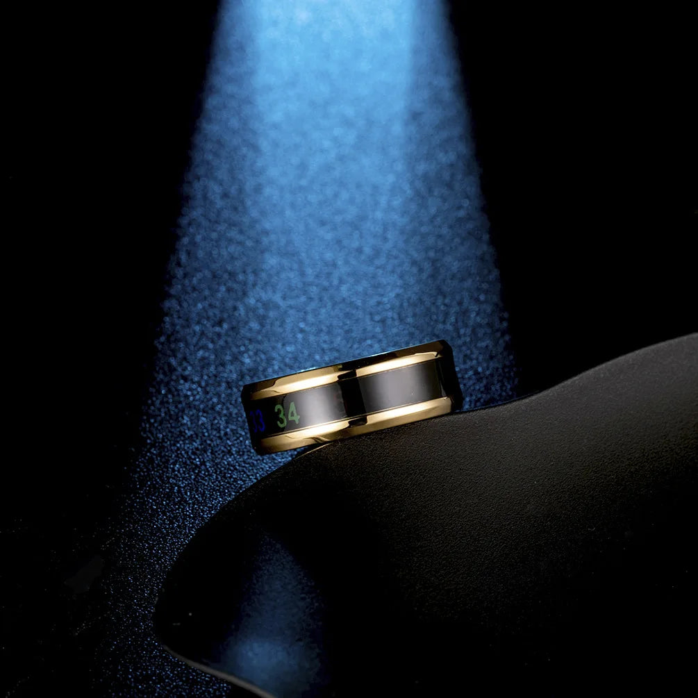 Smart Sensor Body Stainless Steel Couples Women Men Love Band Ring Temperature Measurement Function