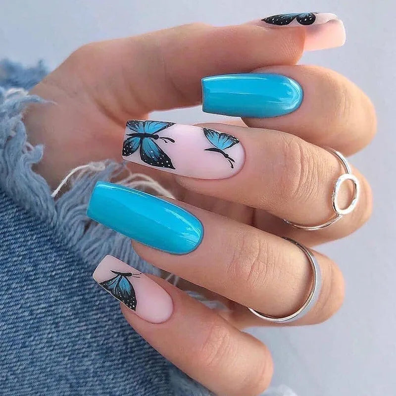 24pcs/set Wearable Ballerina Art Decoration Removable Fall Winter Women False Nails Manicure Set