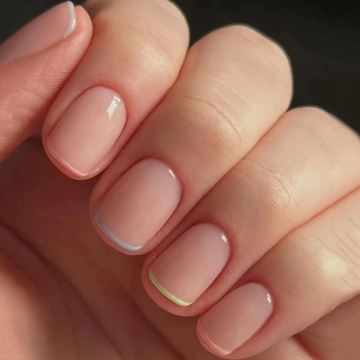 24pcs Simple Square Jelly Glue Gradient French Press on Fake False Nails Short Full Cover Nail Tips