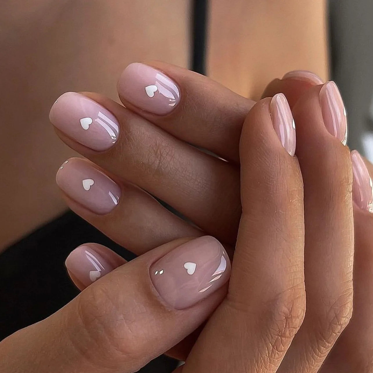 24pcs Simple Square Jelly Glue Gradient French Press on Fake False Nails Short Full Cover Nail Tips