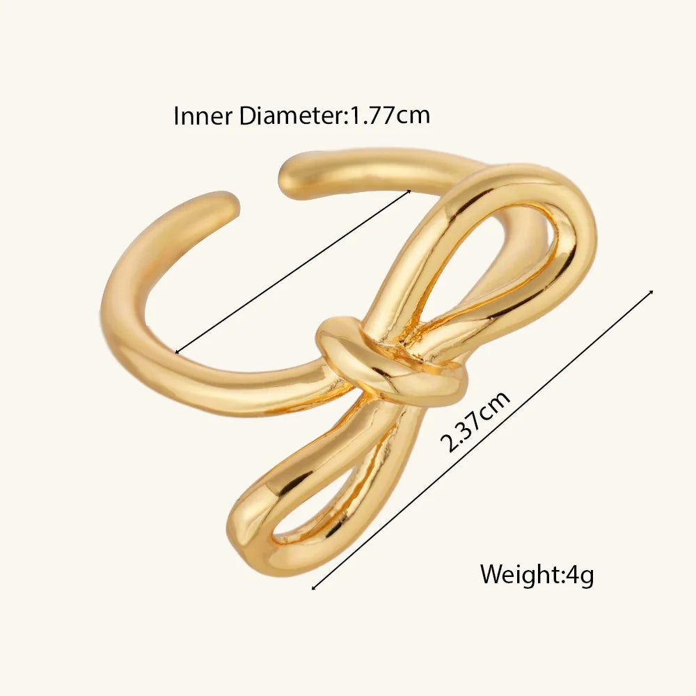 Gold Open Butterfly Bow Heart Twist Multi Layers Women Rings Valentine's Day Jewelry Gift