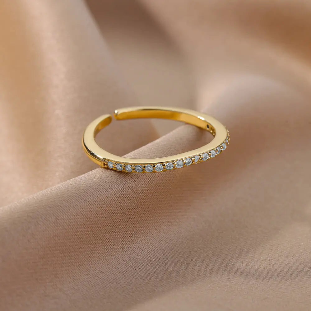 Mini Zircon Multi Color Adjustable Engagement Wedding Gold Women Rings Christmas Jewelry Gift