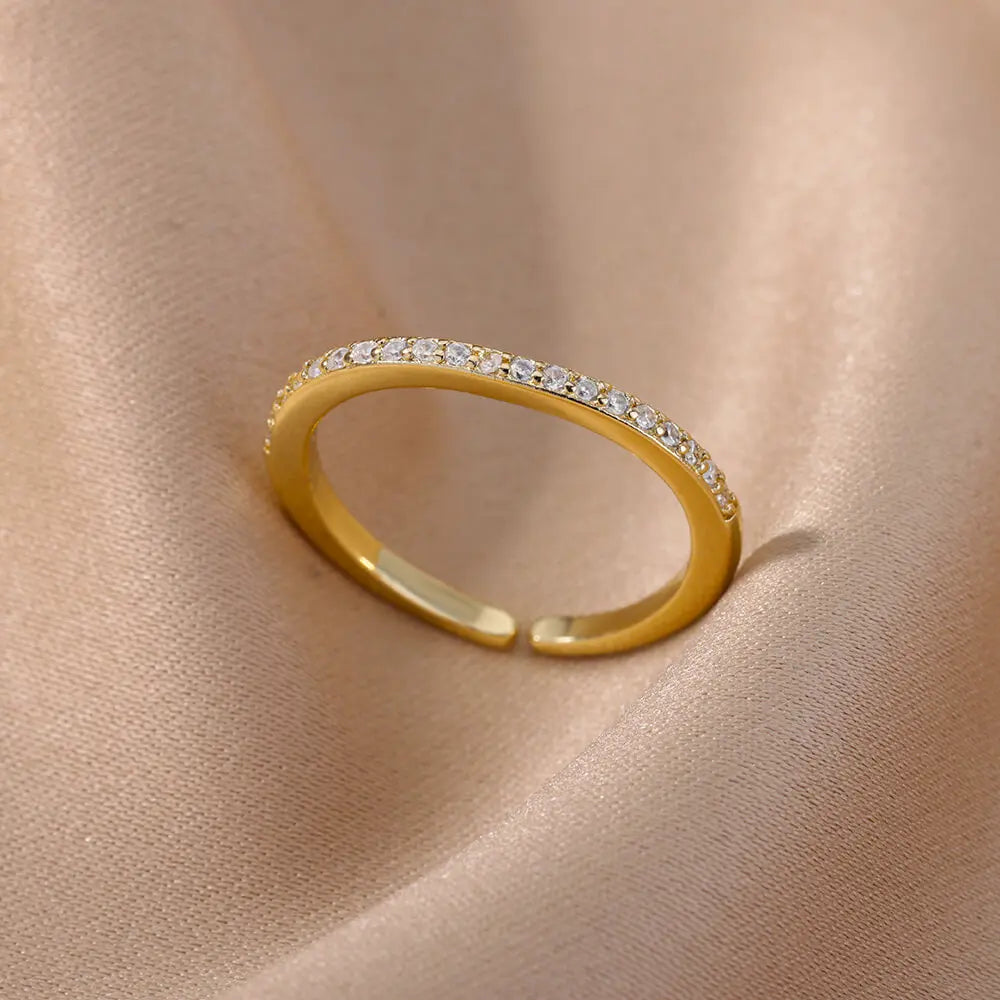 Mini Zircon Multi Color Adjustable Engagement Wedding Gold Women Rings Christmas Jewelry Gift