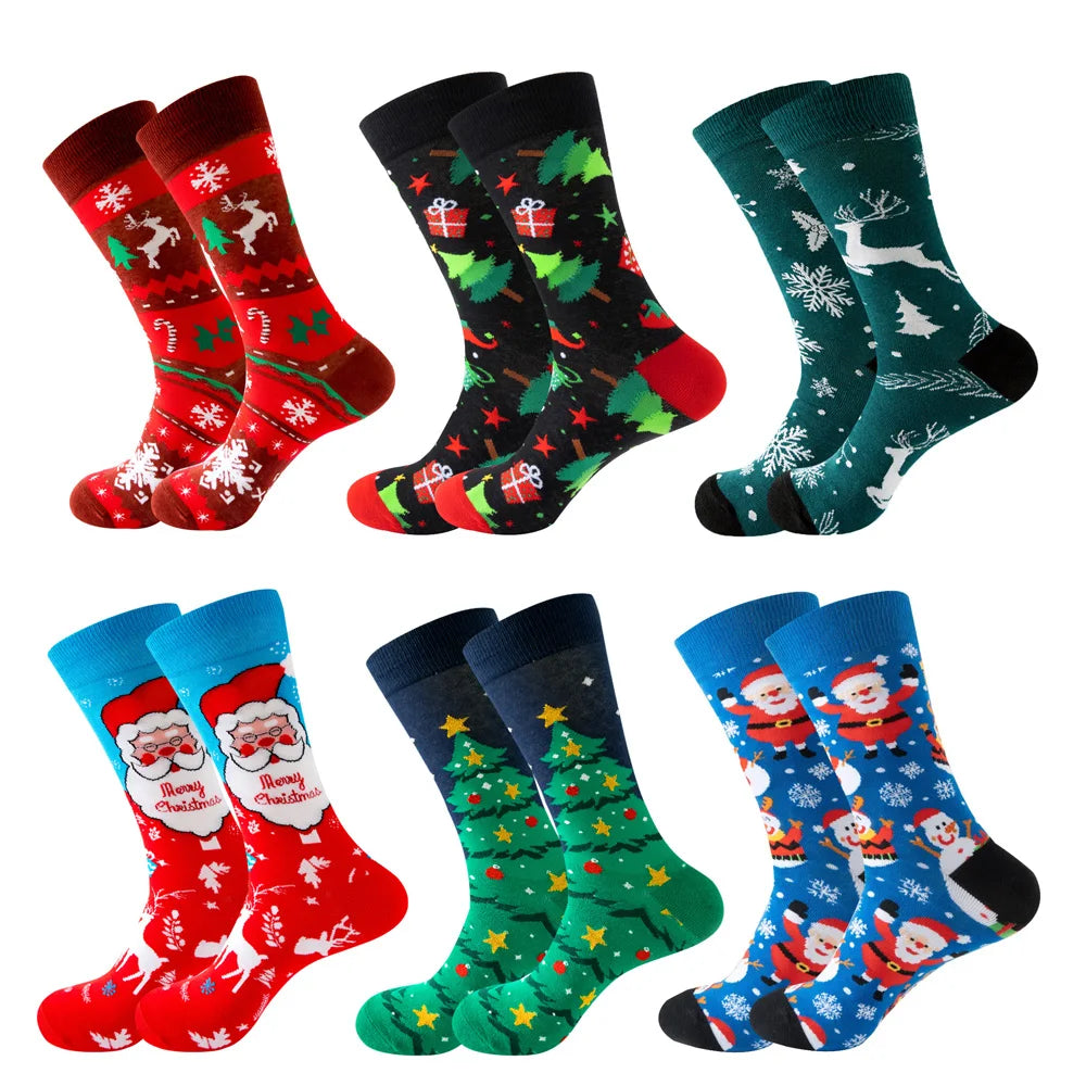 Cartoon Santa Claus Animal Stars Socks Comfortable Harajuku Trendy Breathable Socks Christmas Gift