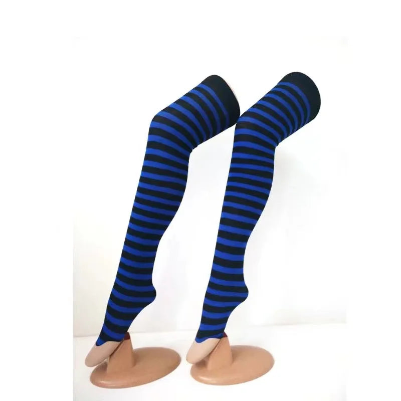 Christmas Halloween Sexy Striped Socks Thigh High Over The Knee Thin Socks Women Stockings