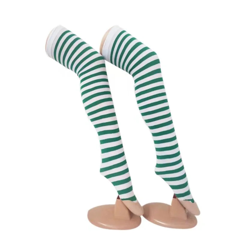 Christmas Halloween Sexy Striped Socks Thigh High Over The Knee Thin Socks Women Stockings