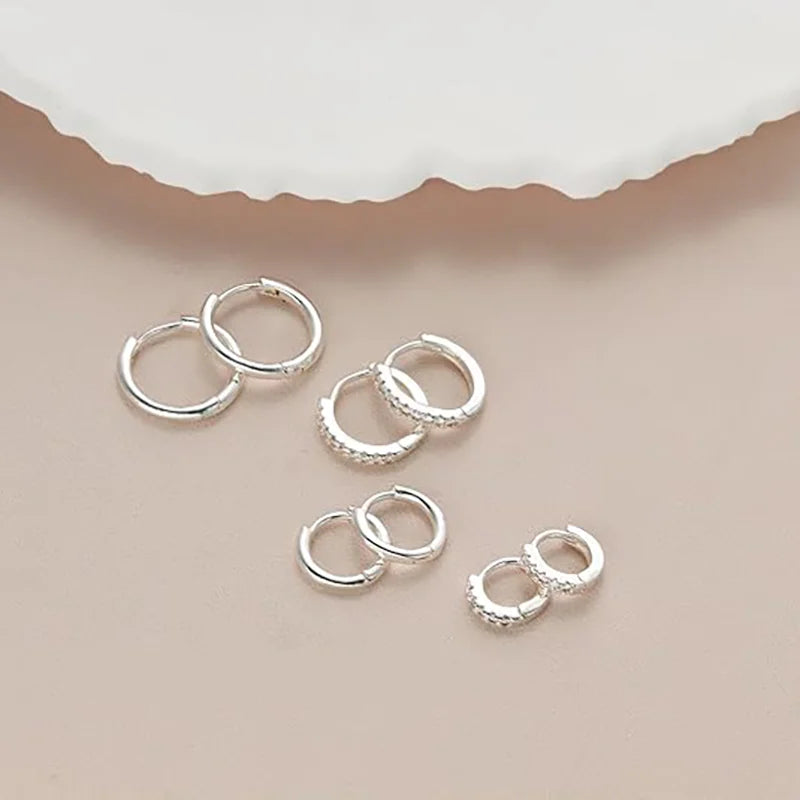 4Pairs/ Set 6/8/10/12mm Exquisite Simple Fashionable Circle Gold Silver Women Earrings Jewelry Gift