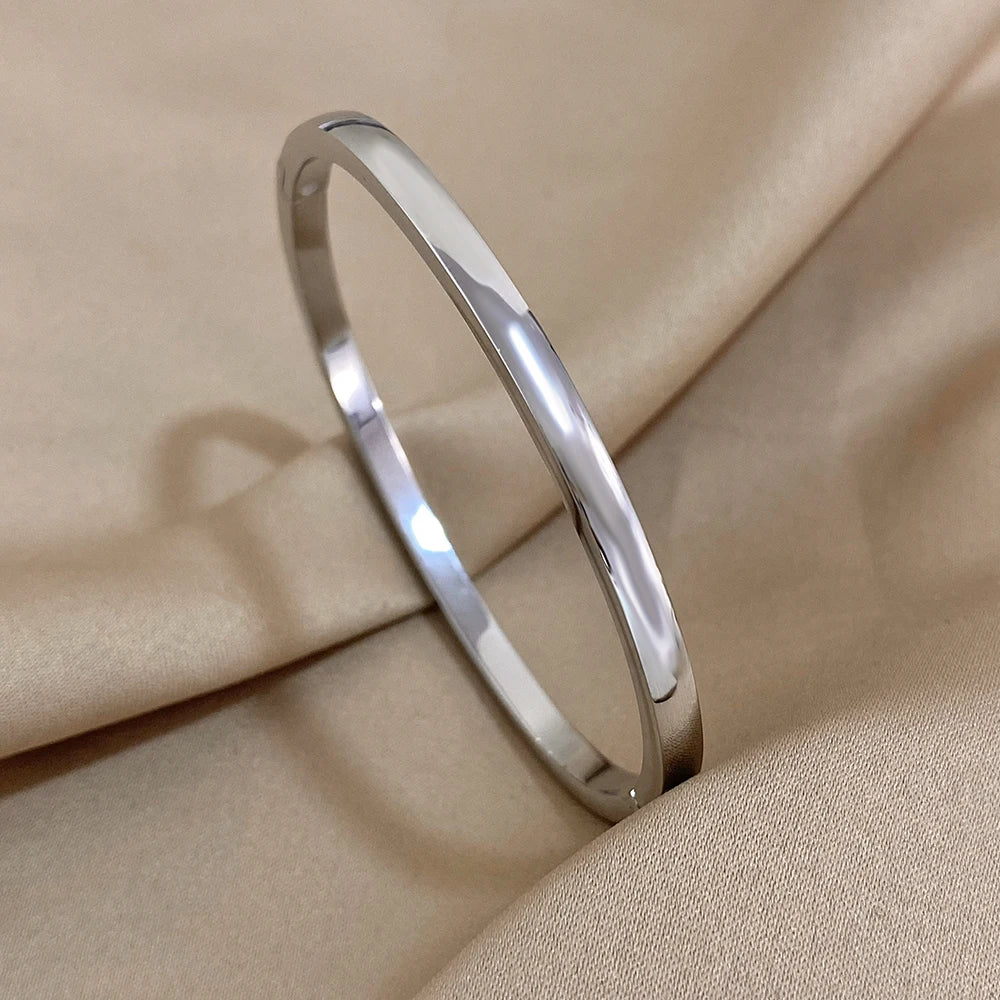 Simple Smooth Trendy Vintage Classic Fashion Stylish Gold Silver Women Bangle Bracelet Jewelry Gift
