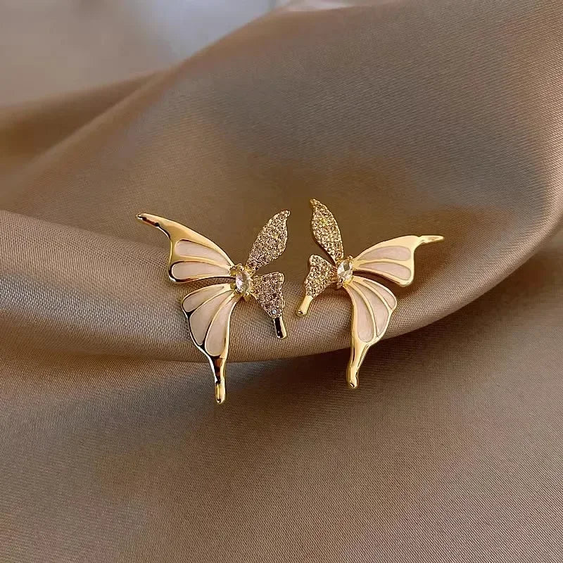 Light Luxury Niche Elegant Zircon Butterfly Fashion Sweetie Stud Gold Women Earrings Jewelry Gifts