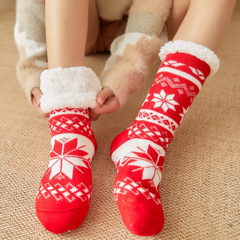 New Cute Warm Thicken Plus Winter Fuzzy Christmas Home Floor Room Socks Stocking Women Xmas Gift