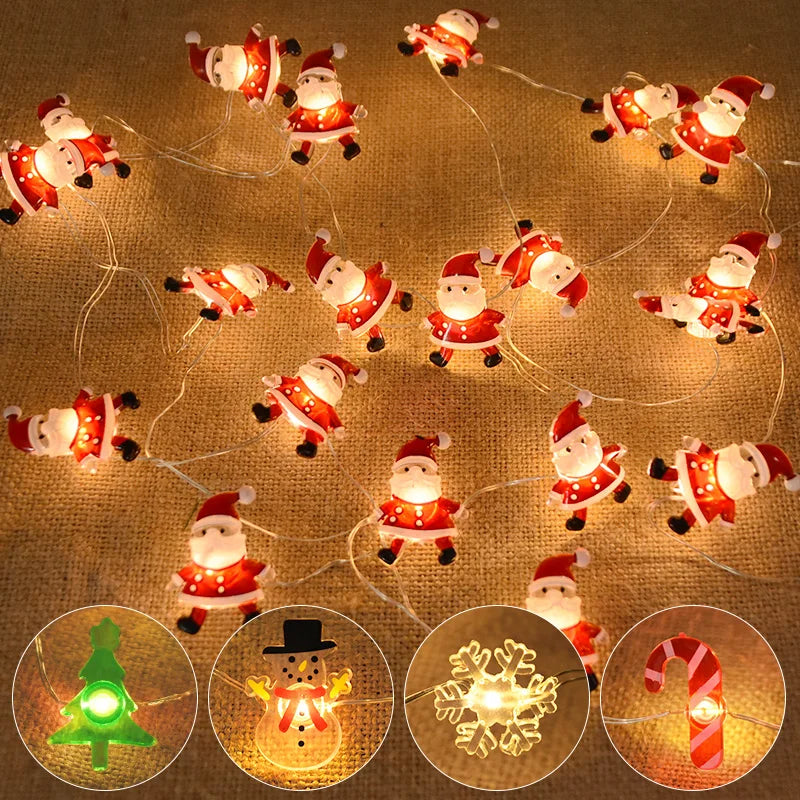 2M 20LED Santa Claus Snowflake LED Light String Ornament Christmas Tree Home Xmas Party Decoration