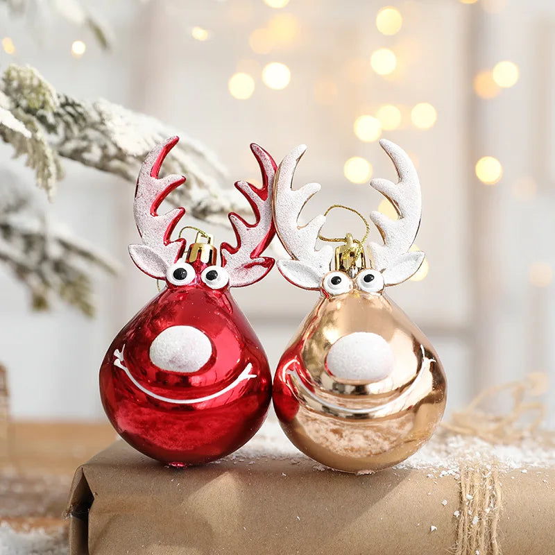2pcs Elk Christmas Balls Ornaments Tree Hanging Bauble Pendant Home Decoration Navidad Xmas New Year