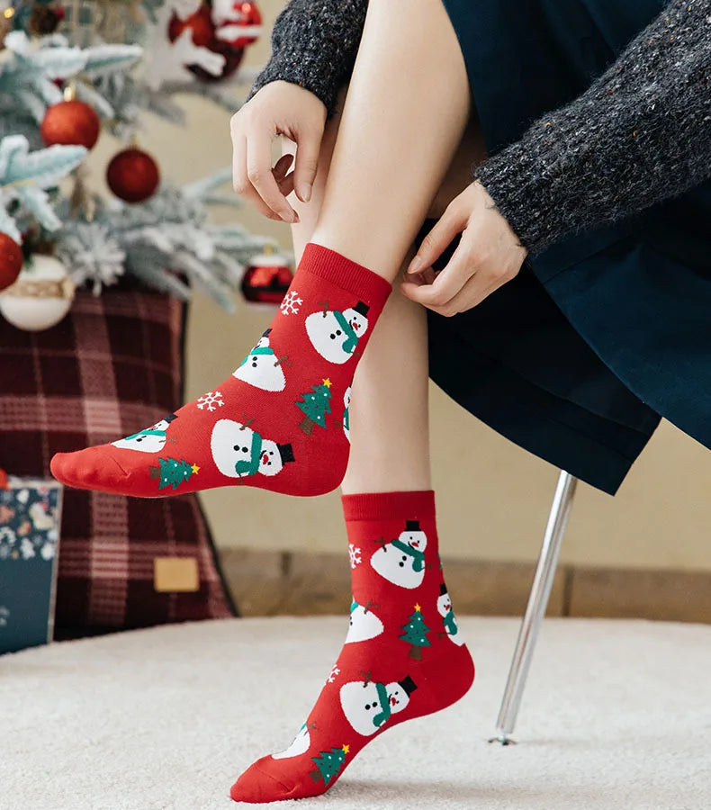 Christmas Woman Funny Santa Claus Snowman Kawaii Cartoon Animal Cute Socks Novel Christmas Fall Gift