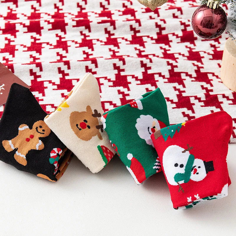 Christmas Woman Funny Santa Claus Snowman Kawaii Cartoon Animal Cute Socks Novel Christmas Fall Gift