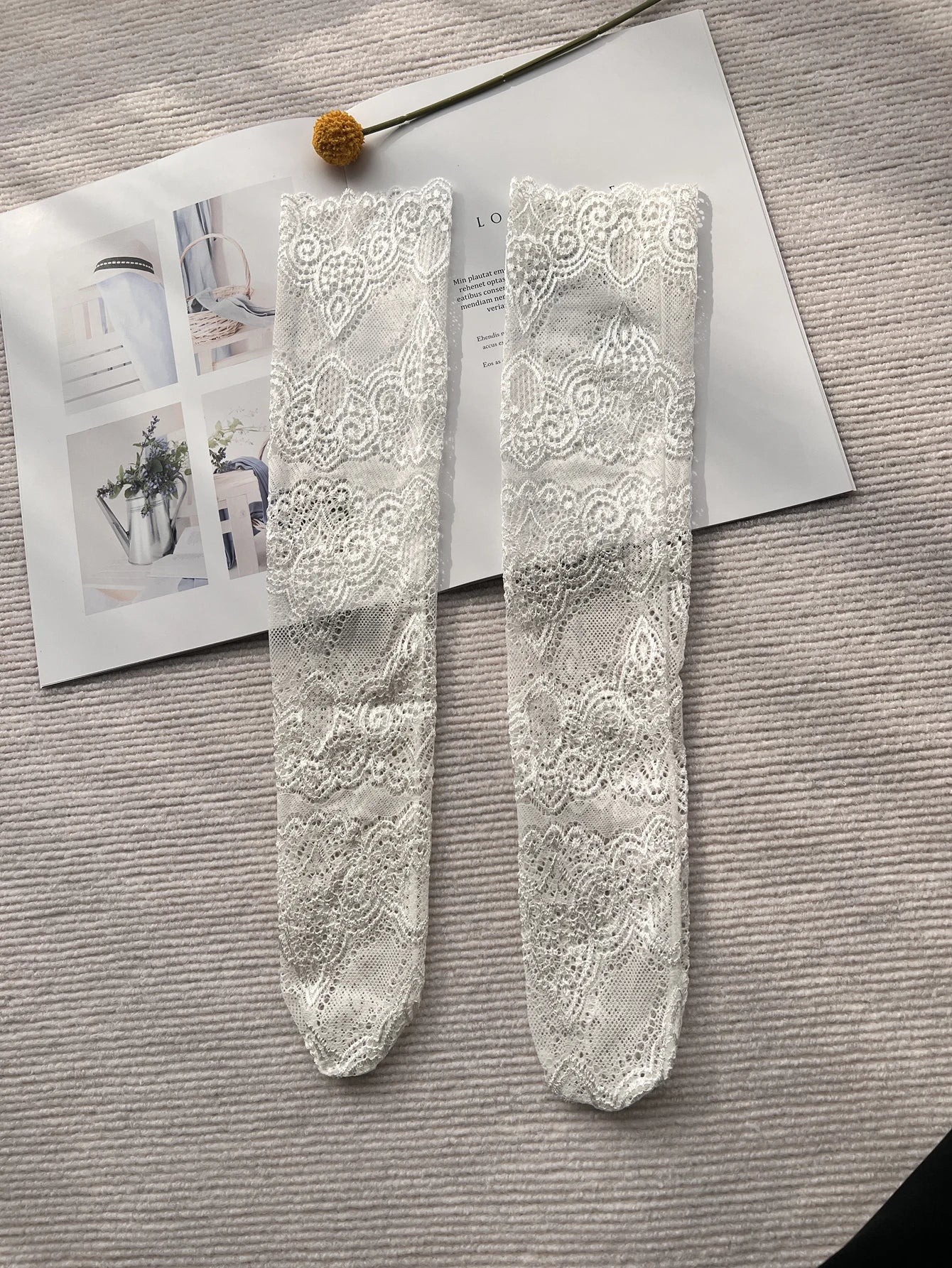 Sexy Hollow Out Lace Mesh Retro Floral Black White Grey Japanese Korean Cute Girls Women Socks