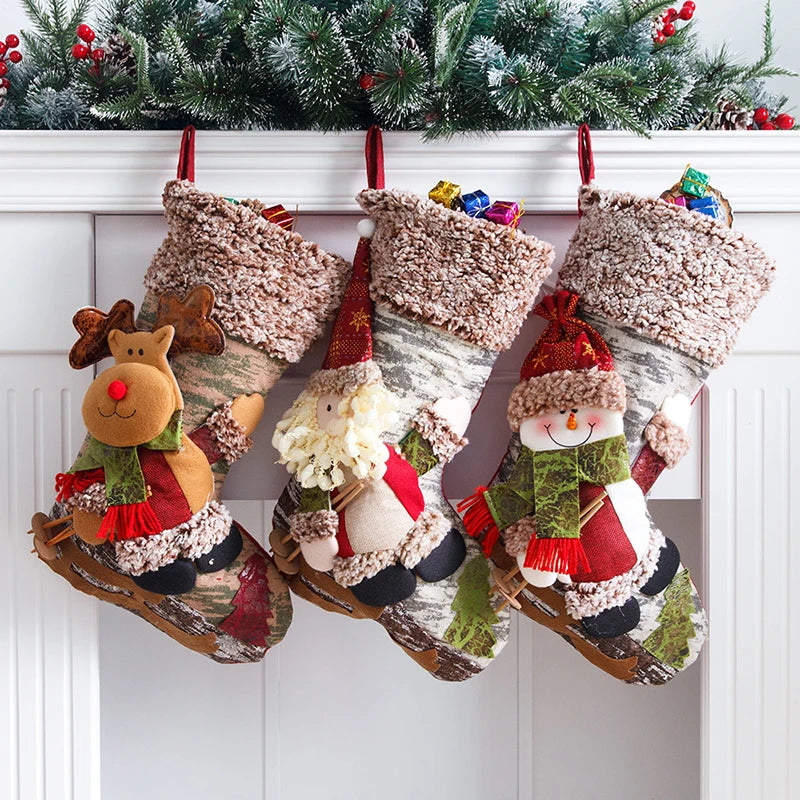 Christmas Large Xmas Gift Bags Fireplace Candy Holder Home Decoration Stockings Socks Fall Gifts