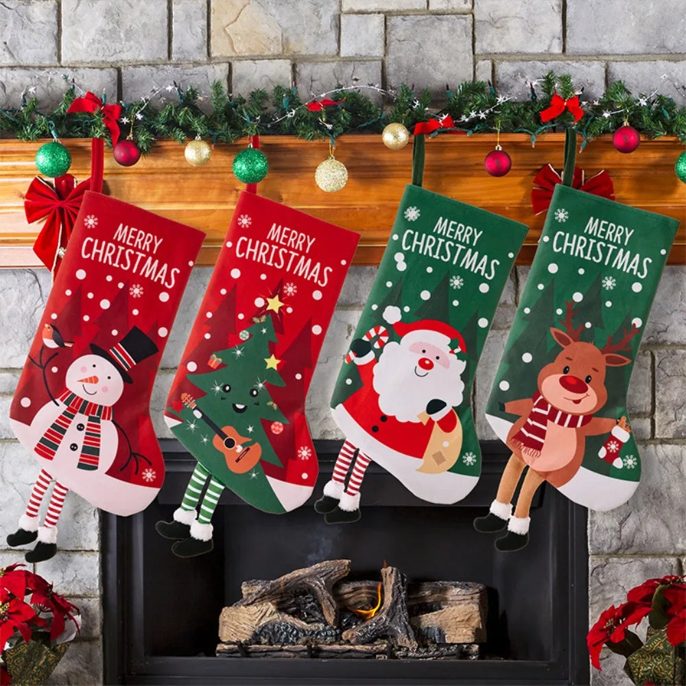 Christmas Tree Ornament Santa Snowman Elk Large Stocking Candy Gift Socks Xmas Party Decorations