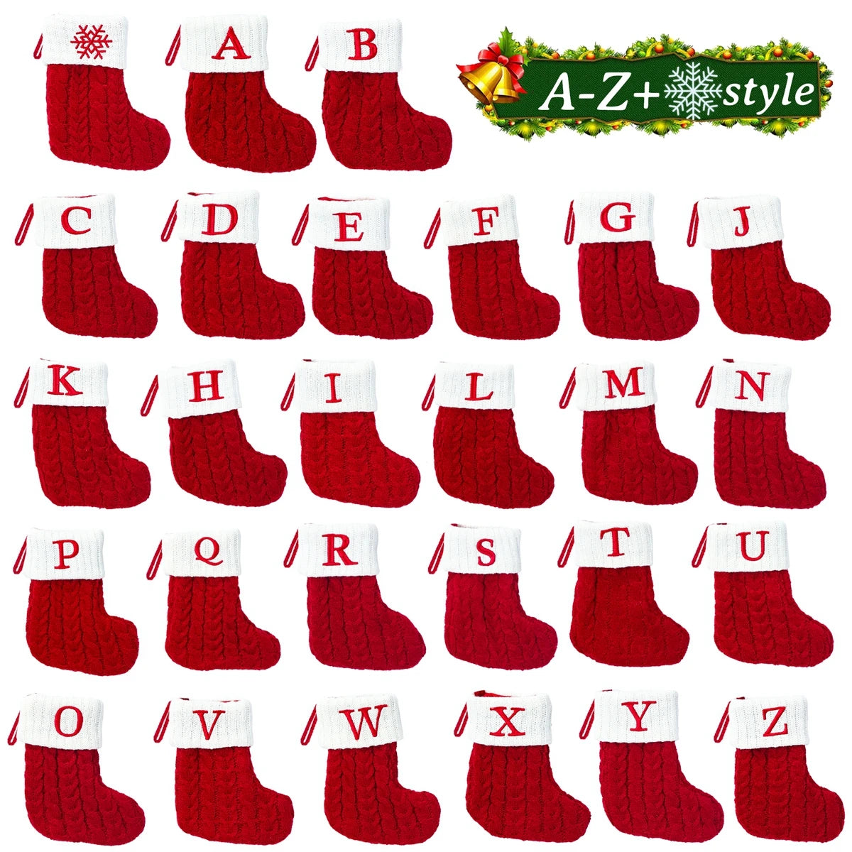 Christmas Letter Knitting Socks Snowflake Stocking Home Decoration Ornament Xmas New Year Gifts