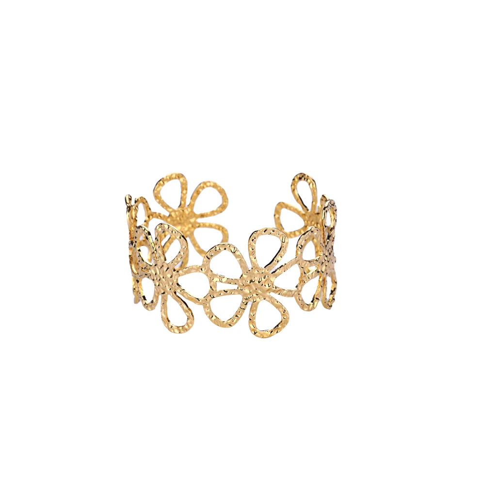Vintage Trendy Flowers Fashion Gold Silver Open Cuff Arm Women Bracelets Bangle Jewelry Gift
