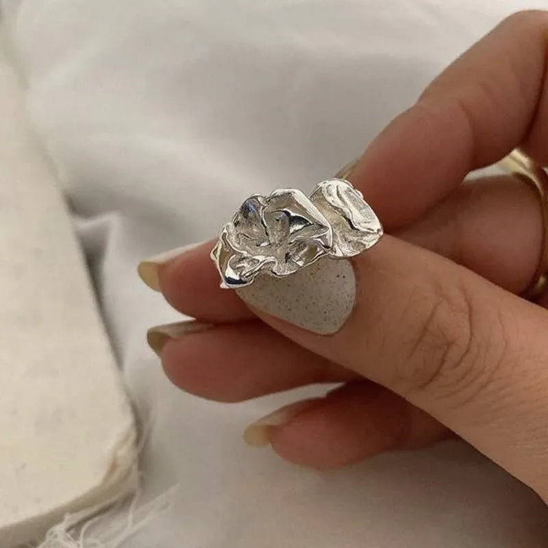 New Silver Women Fashion Creative Irregular Metal Geometric Creative Open Rings Jewelry Gift