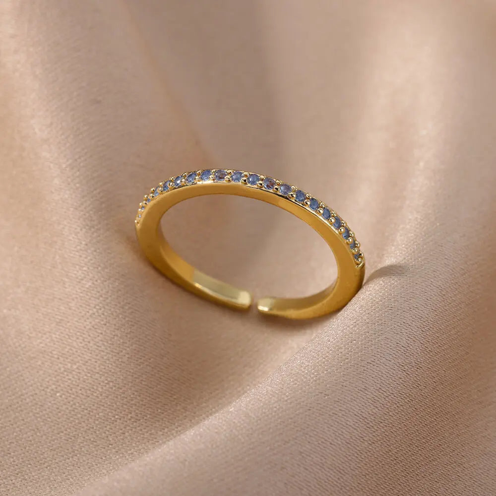 Mini Zircon Multi Color Adjustable Engagement Wedding Gold Women Rings Christmas Jewelry Gift